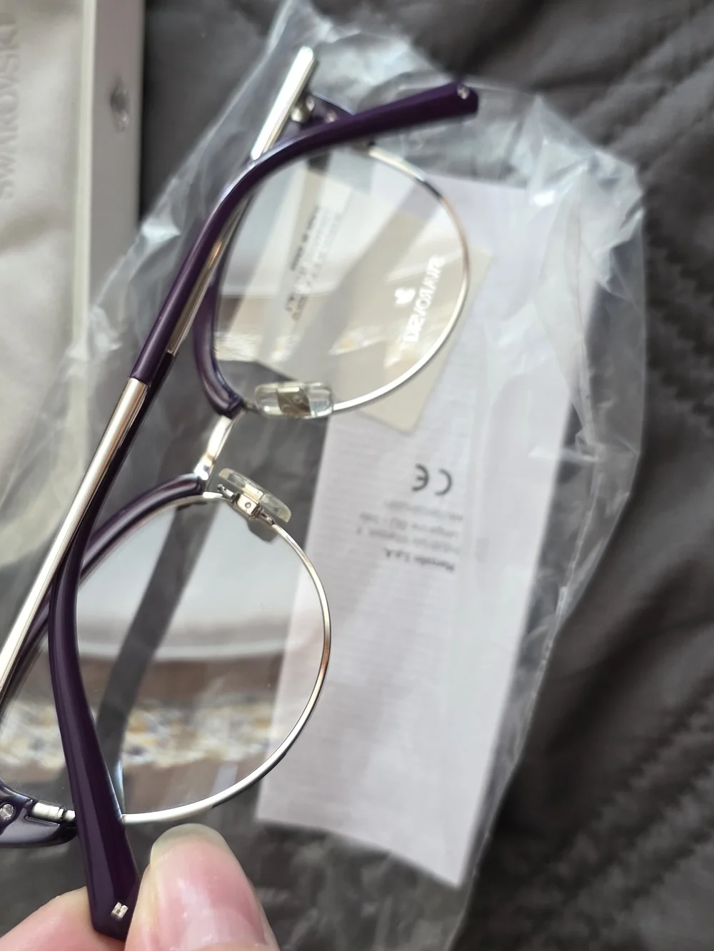 New Swarovski SK5363 081 Crystal Cat-Eye Glasses Purple/Silver 3-2.9
